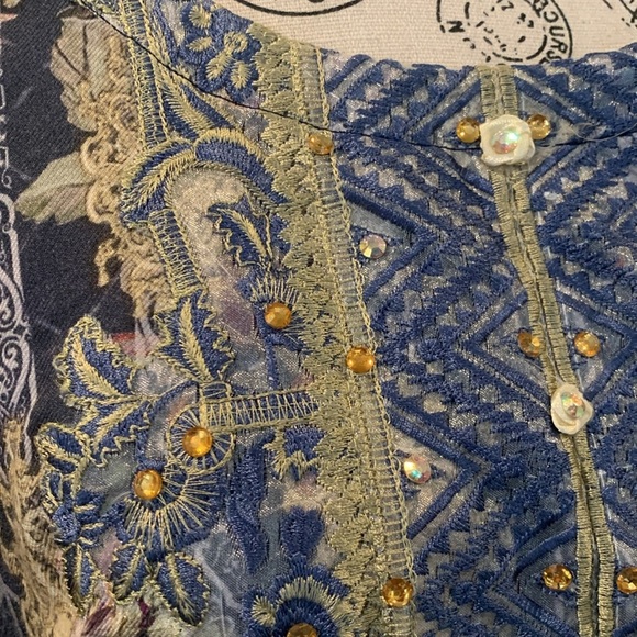 Simrans pret Pakistani Kurta Long Sleeve Blue Beaded Embroidered Women’s Medium - Picture 2 of 11